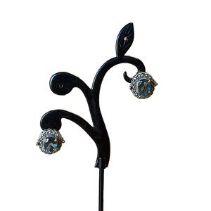Marsala 925 Marcasite Dark Blue Crystal Earrings